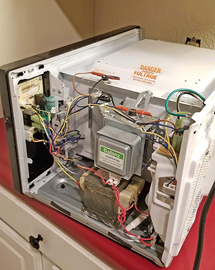 Microwave opened for repair